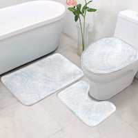 Hawaiian Turtles and Leis Bathroom Set Tribal Kakau Pattern Airy White Blue Cloud Vibe LT03 - Polynesian Pride