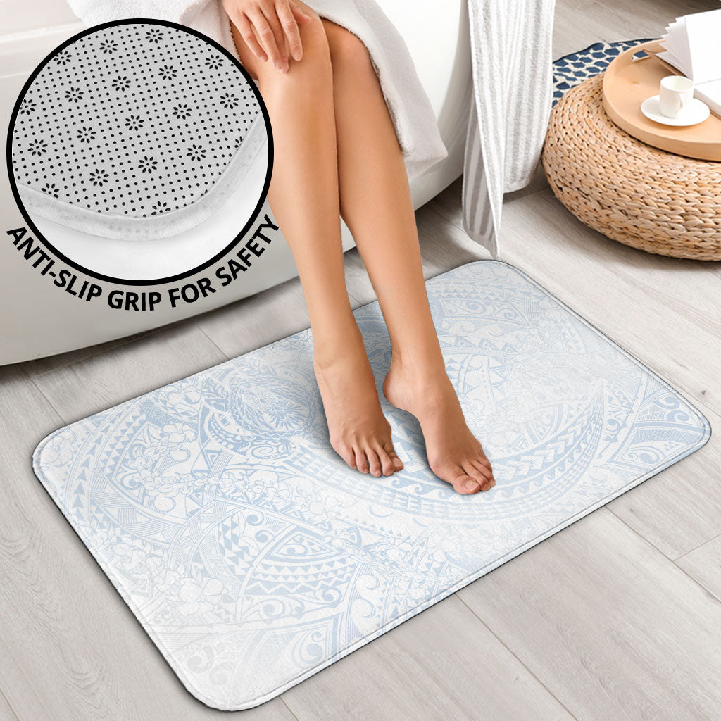 Hawaiian Turtles and Leis Bathroom Set Tribal Kakau Pattern Airy White Blue Cloud Vibe LT03 - Polynesian Pride