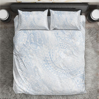 Hawaiian Turtles and Leis Bedding Set Tribal Kakau Pattern Airy White Blue Cloud Vibe LT03 White - Polynesian Pride