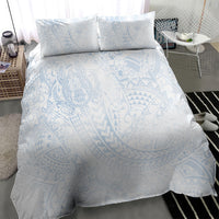 Hawaiian Turtles and Leis Bedding Set Tribal Kakau Pattern Airy White Blue Cloud Vibe LT03 - Polynesian Pride