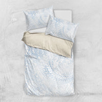 Hawaiian Turtles and Leis Bedding Set Tribal Kakau Pattern Airy White Blue Cloud Vibe LT03 US Twin 172cm x 218cm White - Polynesian Pride
