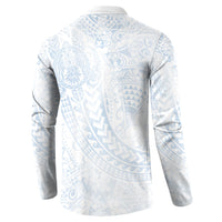 Hawaiian Turtles and Leis Button Sweatshirt Tribal Kakau Pattern Airy White Blue Cloud Vibe LT03 - Polynesian Pride