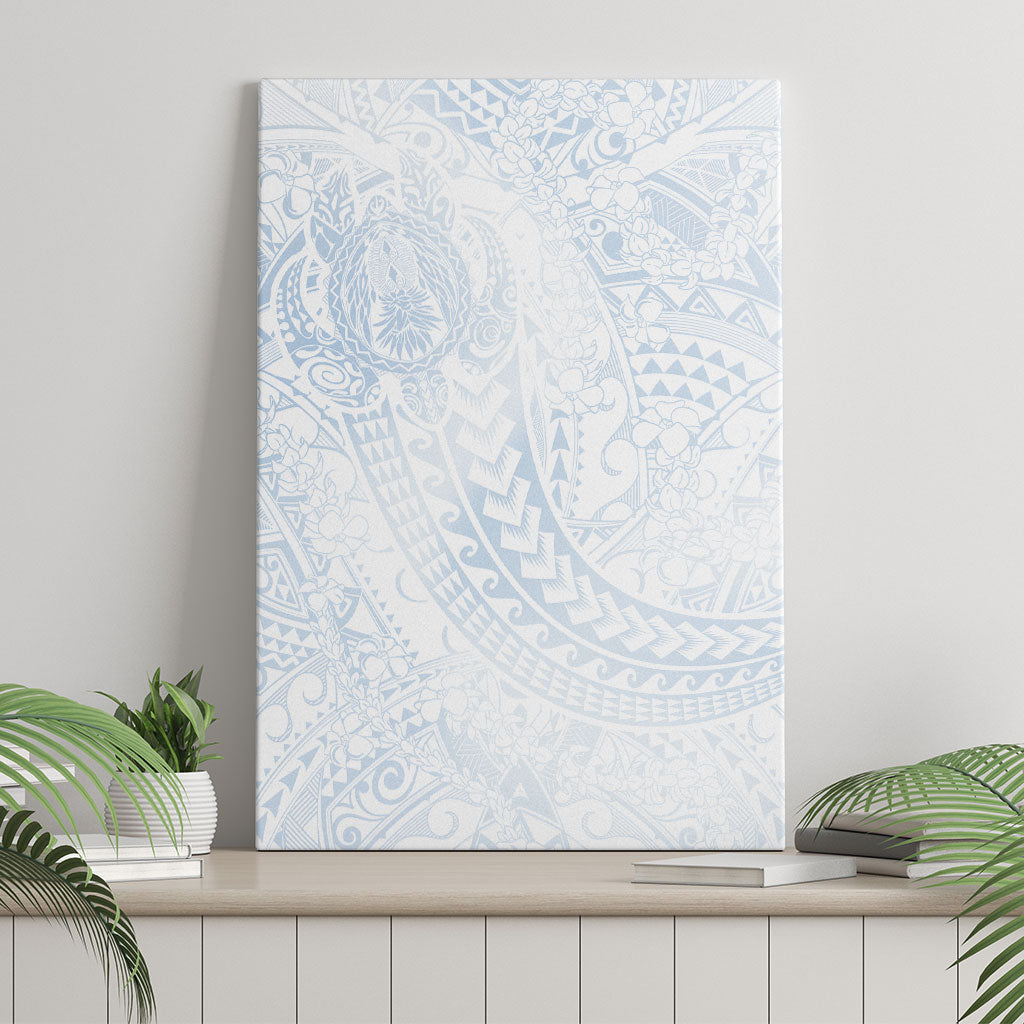 Hawaiian Turtles and Leis Canvas Wall Art Tribal Kakau Pattern Airy White Blue Cloud Vibe LT03 - Polynesian Pride