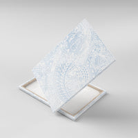 Hawaiian Turtles and Leis Canvas Wall Art Tribal Kakau Pattern Airy White Blue Cloud Vibe LT03 With Frame White - Polynesian Pride