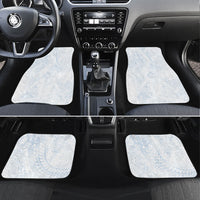 Hawaiian Turtles and Leis Car Mats Tribal Kakau Pattern Airy White Blue Cloud Vibe LT03 Set 4pcs White - Polynesian Pride