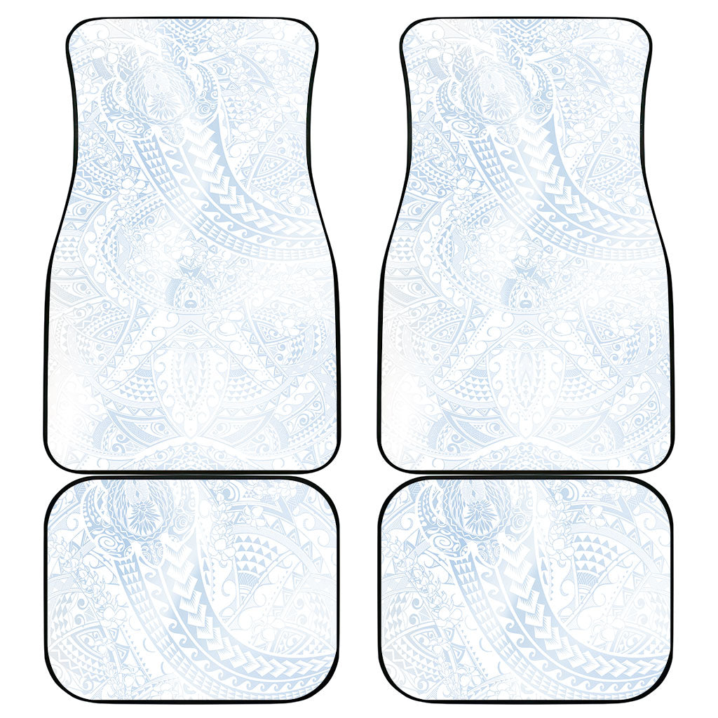 Hawaiian Turtles and Leis Car Mats Tribal Kakau Pattern Airy White Blue Cloud Vibe LT03 - Polynesian Pride
