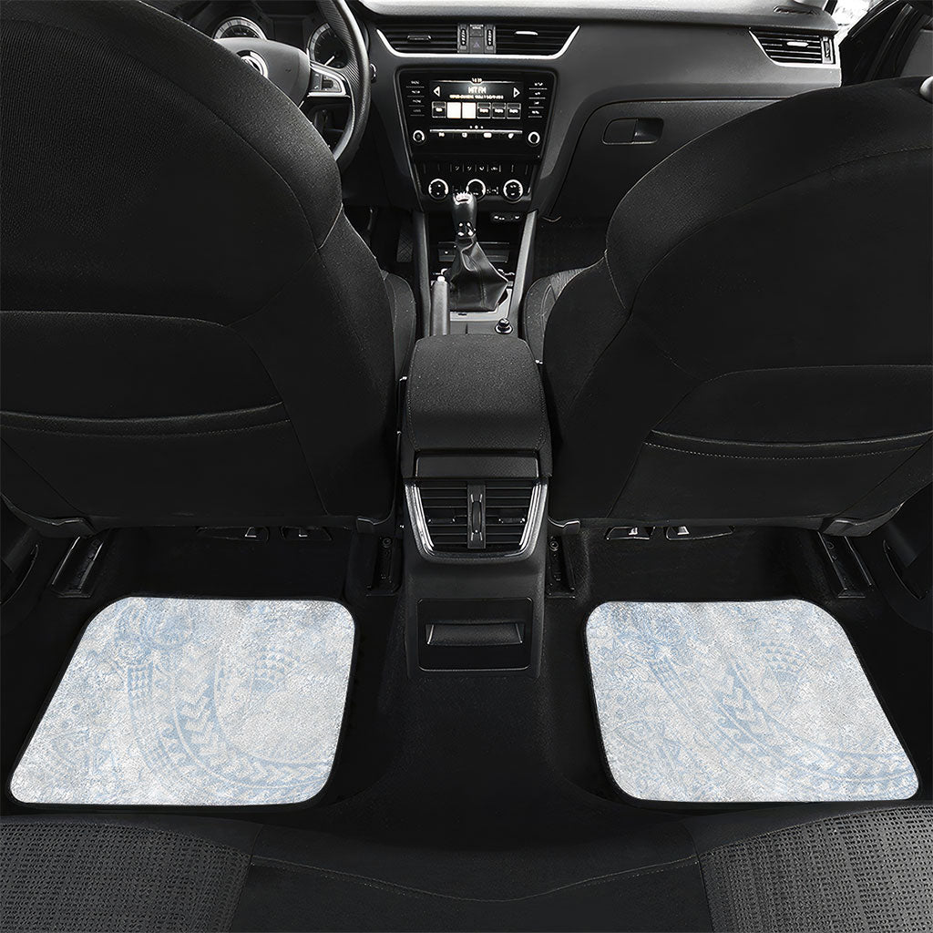 Hawaiian Turtles and Leis Car Mats Tribal Kakau Pattern Airy White Blue Cloud Vibe LT03 Set 2pcs - Back White - Polynesian Pride
