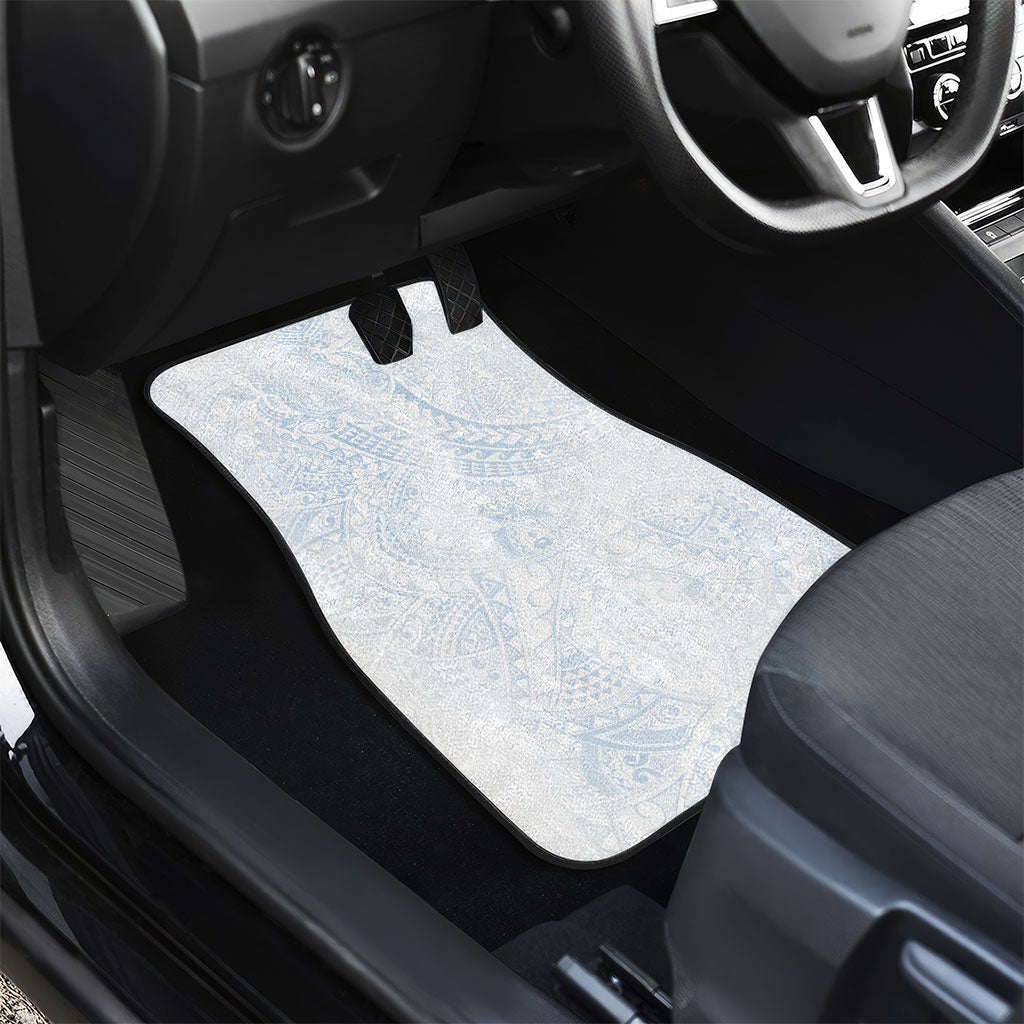 Hawaiian Turtles and Leis Car Mats Tribal Kakau Pattern Airy White Blue Cloud Vibe LT03 - Polynesian Pride