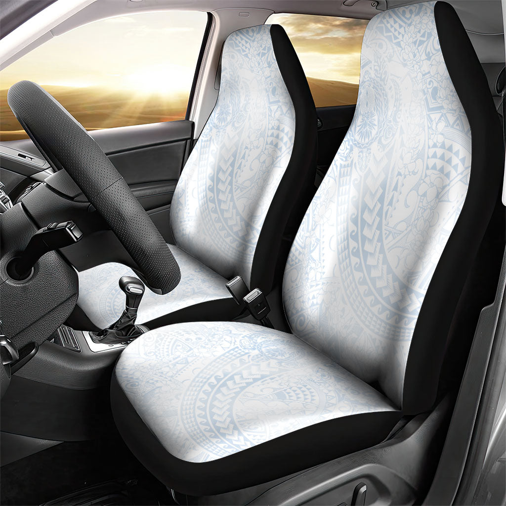 Hawaiian Turtles and Leis Car Seat Cover Tribal Kakau Pattern Airy White Blue Cloud Vibe LT03 - Polynesian Pride