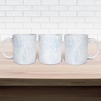 Hawaiian Turtles and Leis Ceramic Mug Tribal Kakau Pattern Airy White Blue Cloud Vibe LT03 - Polynesian Pride