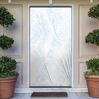 Hawaiian Turtles and Leis Door Cover Tribal Kakau Pattern Airy White Blue Cloud Vibe LT03 White - Polynesian Pride