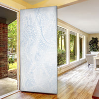 Hawaiian Turtles and Leis Door Cover Tribal Kakau Pattern Airy White Blue Cloud Vibe LT03 - Polynesian Pride