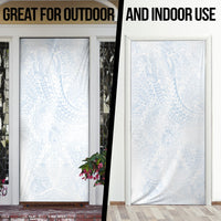 Hawaiian Turtles and Leis Door Cover Tribal Kakau Pattern Airy White Blue Cloud Vibe LT03 - Polynesian Pride