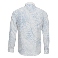 Hawaiian Turtles and Leis Family Matching Long Sleeve Bodycon Dress and Hawaiian Shirt Tribal Kakau Pattern Airy White Blue Cloud Vibe LT03 - Polynesian Pride