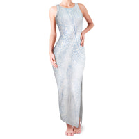 Hawaiian Turtles and Leis Family Matching Tank Maxi Dress and Hawaiian Shirt Tribal Kakau Pattern Airy White Blue Cloud Vibe LT03 Mom's Dress White - Polynesian Pride