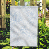 Hawaiian Turtles and Leis Garden Flag Tribal Kakau Pattern Airy White Blue Cloud Vibe LT03 Garden Flag White - Polynesian Pride