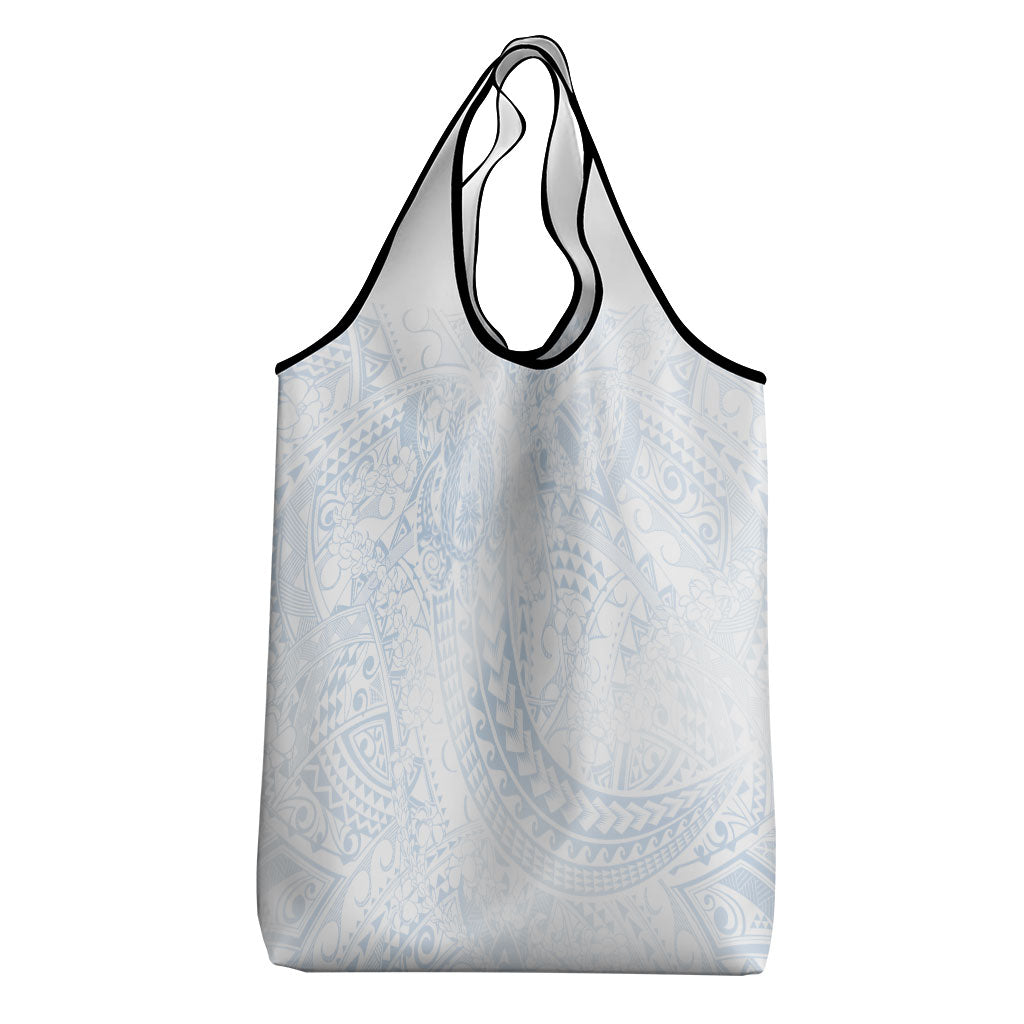 Hawaiian Turtles and Leis Grocery Bag Tribal Kakau Pattern Airy White Blue Cloud Vibe LT03 - Polynesian Pride