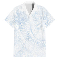 Hawaiian Turtles and Leis Hawaiian Shirt Tribal Kakau Pattern Airy White Blue Cloud Vibe LT03 White - Polynesian Pride