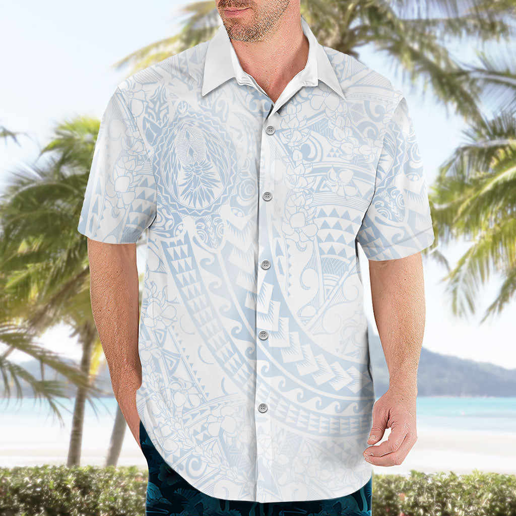 Hawaiian Turtles and Leis Hawaiian Shirt Tribal Kakau Pattern Airy White Blue Cloud Vibe LT03 - Polynesian Pride
