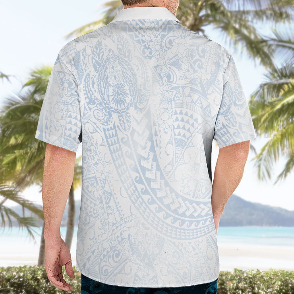 Hawaiian Turtles and Leis Hawaiian Shirt Tribal Kakau Pattern Airy White Blue Cloud Vibe LT03 - Polynesian Pride