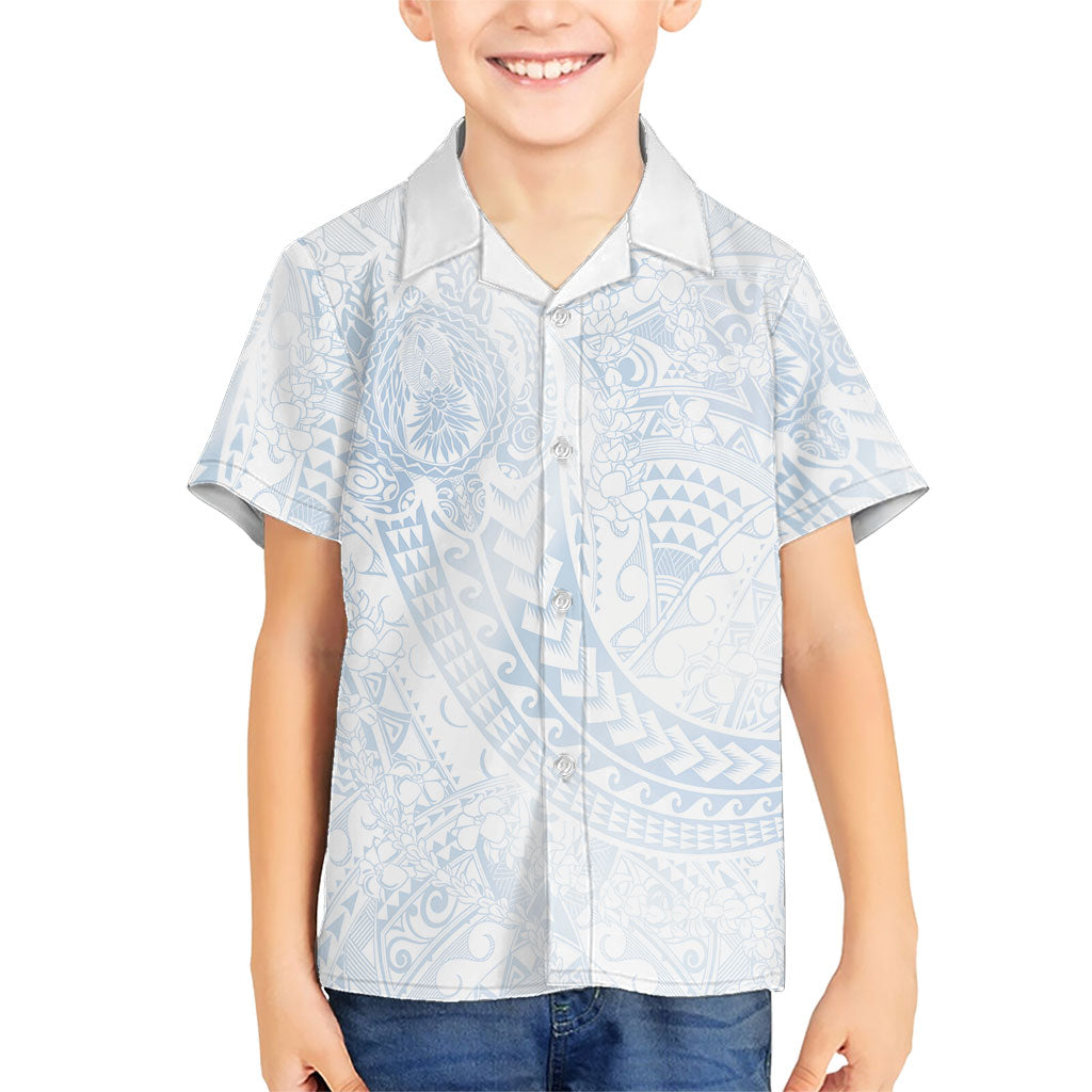 Hawaiian Turtles and Leis Hawaiian Shirt Tribal Kakau Pattern Airy White Blue Cloud Vibe LT03 - Polynesian Pride