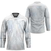 Hawaiian Turtles and Leis Hockey Jersey Tribal Kakau Pattern Airy White Blue Cloud Vibe LT03 - Polynesian Pride