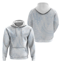 Hawaiian Turtles and Leis Hoodie Tribal Kakau Pattern Airy White Blue Cloud Vibe LT03 - Polynesian Pride