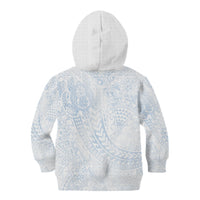 Hawaiian Turtles and Leis Kid Hoodie Tribal Kakau Pattern Airy White Blue Cloud Vibe LT03 - Polynesian Pride