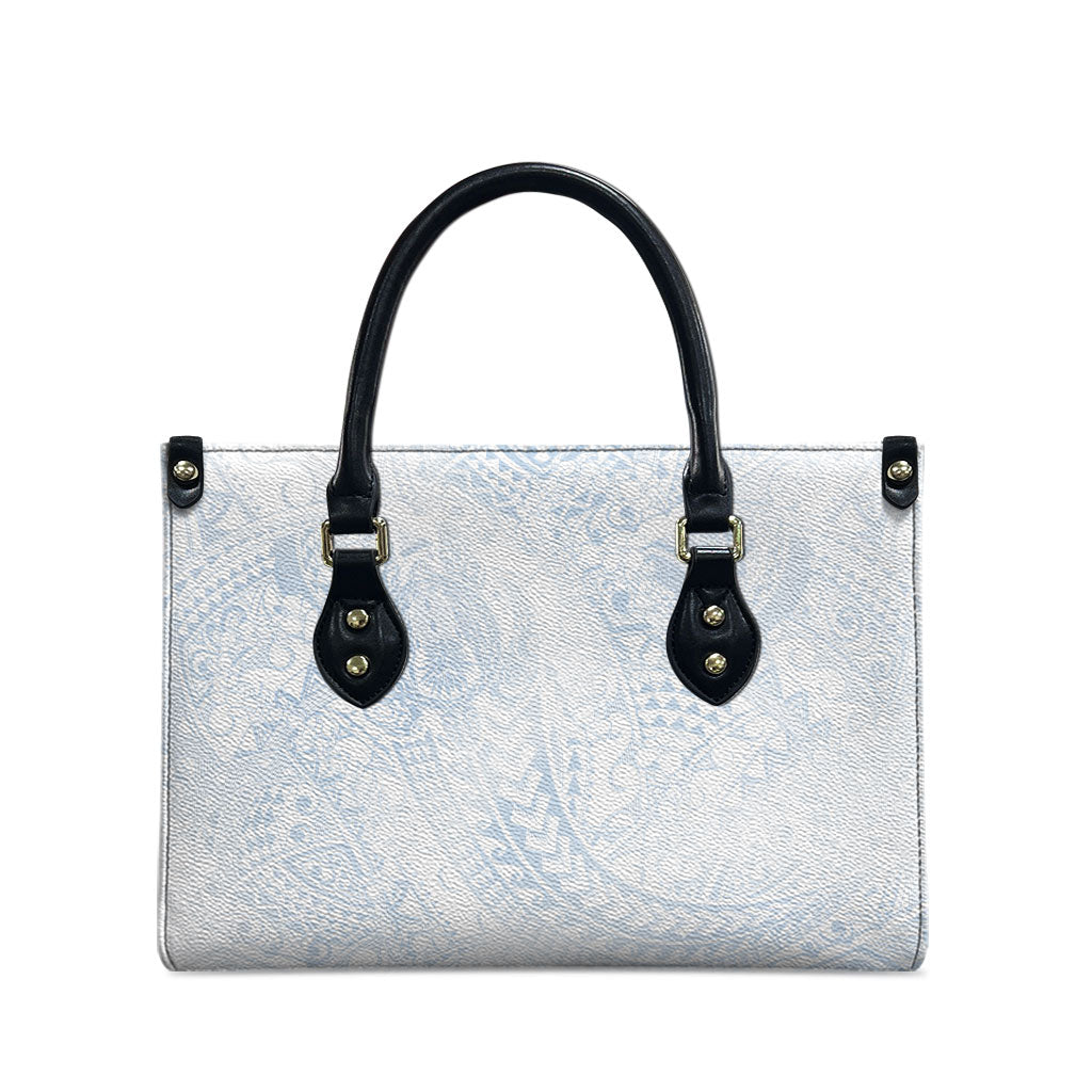 Hawaiian Turtles and Leis Leather Bag Tribal Kakau Pattern Airy White Blue Cloud Vibe LT03 - Polynesian Pride