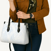 Hawaiian Turtles and Leis Leather Bag Tribal Kakau Pattern Airy White Blue Cloud Vibe LT03 - Polynesian Pride