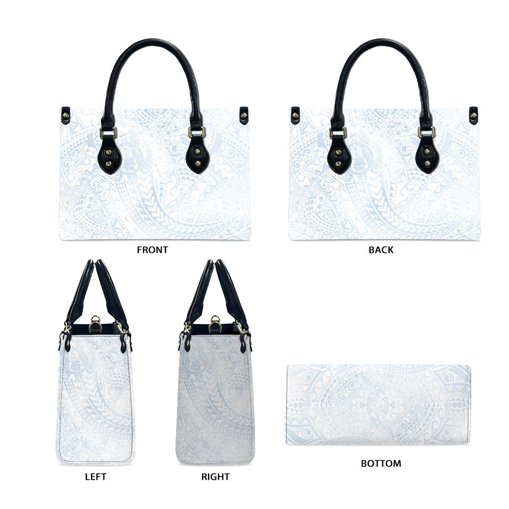 Hawaiian Turtles and Leis Leather Bag Tribal Kakau Pattern Airy White Blue Cloud Vibe LT03 - Polynesian Pride