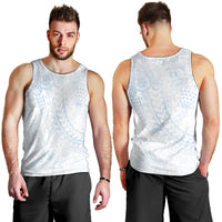 Hawaiian Turtles and Leis Men Tank Top Tribal Kakau Pattern Airy White Blue Cloud Vibe LT03 - Polynesian Pride