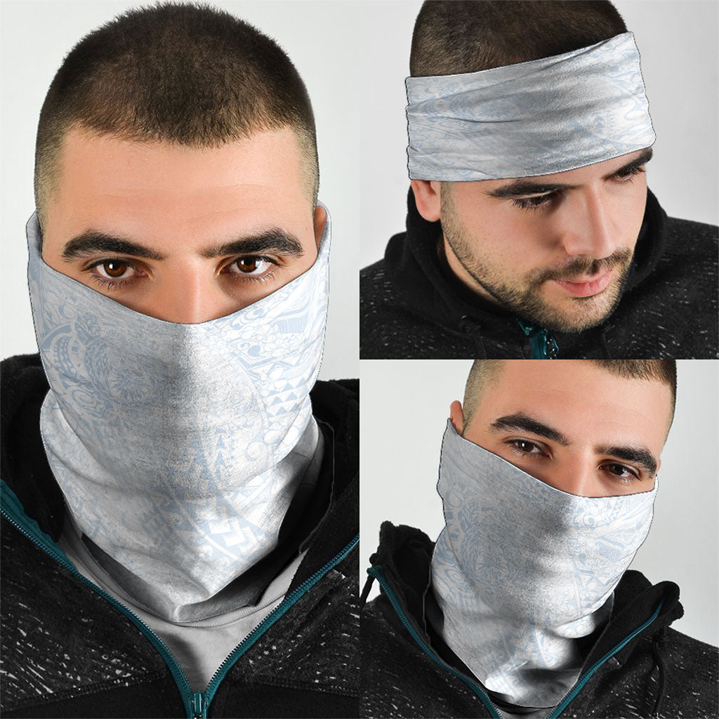 Hawaiian Turtles and Leis Neck Gaiter Tribal Kakau Pattern Airy White Blue Cloud Vibe LT03 - Polynesian Pride