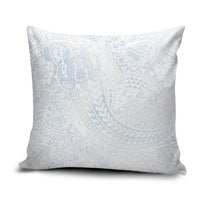 Hawaiian Turtles and Leis Pillow Cover Tribal Kakau Pattern Airy White Blue Cloud Vibe LT03 White - Polynesian Pride