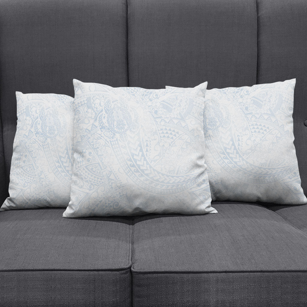 Hawaiian Turtles and Leis Pillow Cover Tribal Kakau Pattern Airy White Blue Cloud Vibe LT03 - Polynesian Pride