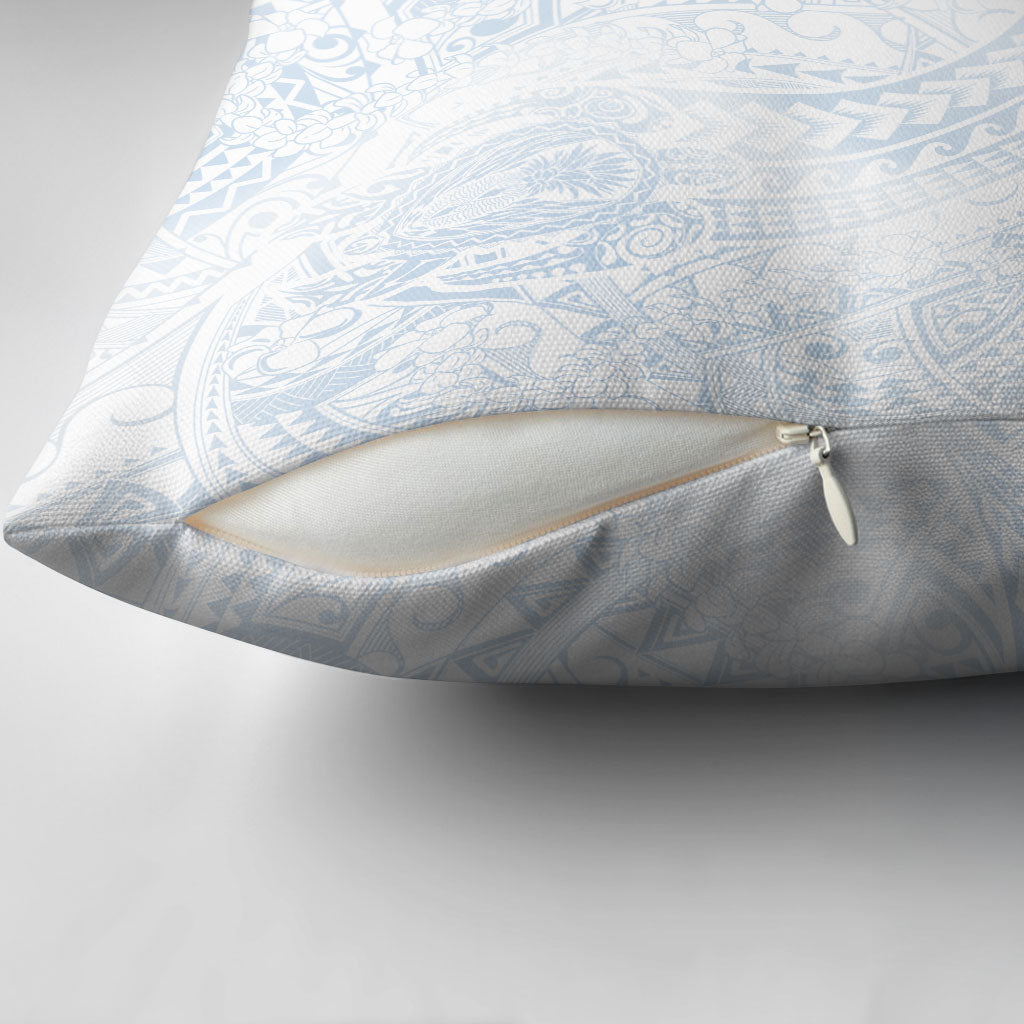Hawaiian Turtles and Leis Pillow Cover Tribal Kakau Pattern Airy White Blue Cloud Vibe LT03 - Polynesian Pride