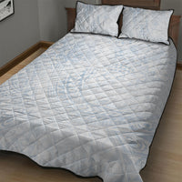 Hawaiian Turtles and Leis Quilt Bed Set Tribal Kakau Pattern Airy White Blue Cloud Vibe LT03 - Polynesian Pride