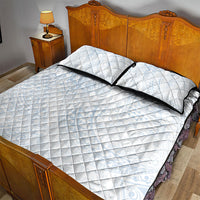 Hawaiian Turtles and Leis Quilt Bed Set Tribal Kakau Pattern Airy White Blue Cloud Vibe LT03 - Polynesian Pride