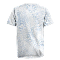 Hawaiian Turtles and Leis Rugby Jersey Tribal Kakau Pattern Airy White Blue Cloud Vibe LT03 - Polynesian Pride