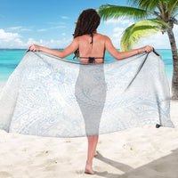 Hawaiian Turtles and Leis Sarong Tribal Kakau Pattern Airy White Blue Cloud Vibe LT03 - Polynesian Pride