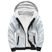 Hawaiian Turtles and Leis Sherpa Hoodie Tribal Kakau Pattern Airy White Blue Cloud Vibe LT03 Unisex White - Polynesian Pride