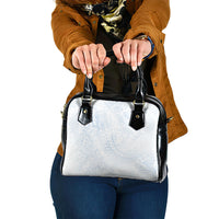 Hawaiian Turtles and Leis Shoulder Handbag Tribal Kakau Pattern Airy White Blue Cloud Vibe LT03 One Size White - Polynesian Pride
