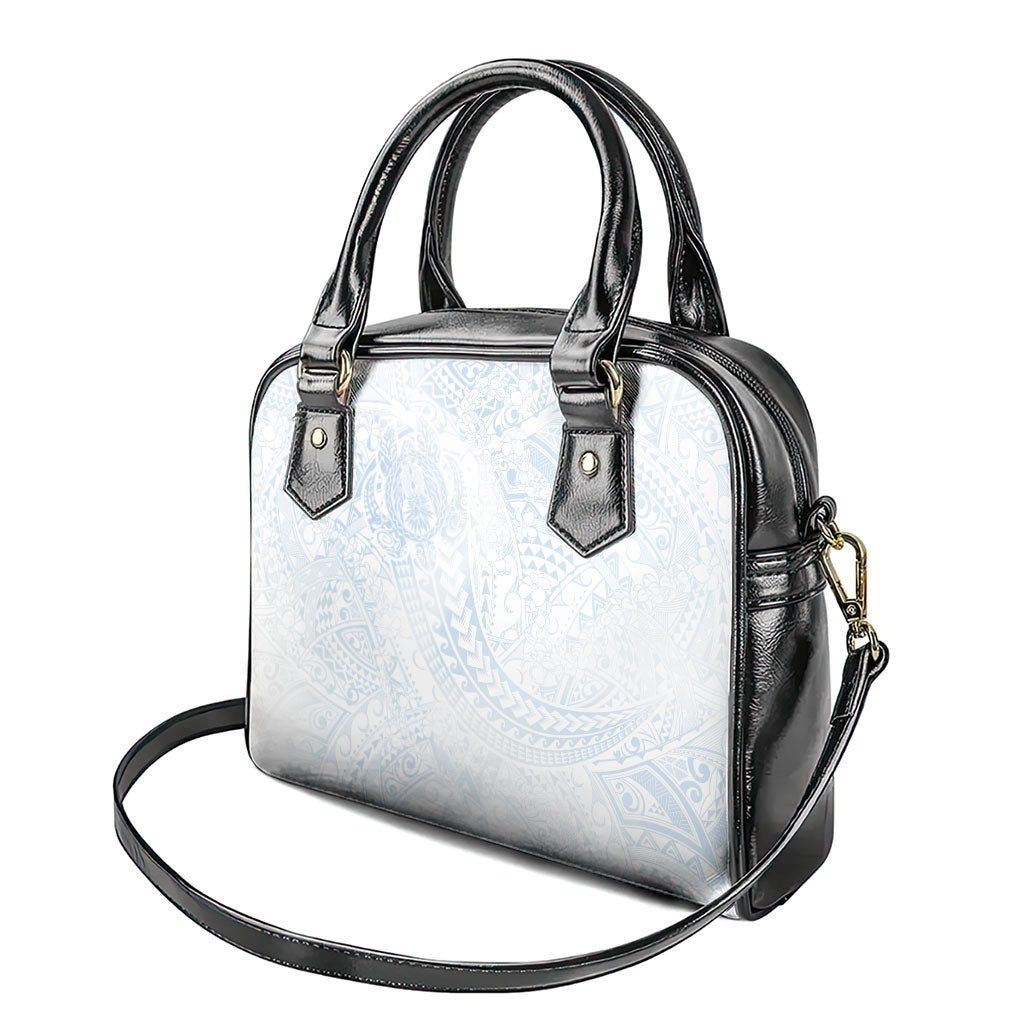 Hawaiian Turtles and Leis Shoulder Handbag Tribal Kakau Pattern Airy White Blue Cloud Vibe LT03 - Polynesian Pride