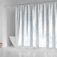 Hawaiian Turtles and Leis Shower Curtain Tribal Kakau Pattern Airy White Blue Cloud Vibe LT03 - Polynesian Pride