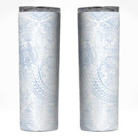 Hawaiian Turtles and Leis Skinny Tumbler Tribal Kakau Pattern Airy White Blue Cloud Vibe LT03 White - Polynesian Pride
