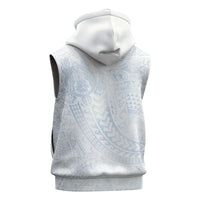 Hawaiian Turtles and Leis Sleeveless Hoodie Tribal Kakau Pattern Airy White Blue Cloud Vibe LT03 - Polynesian Pride