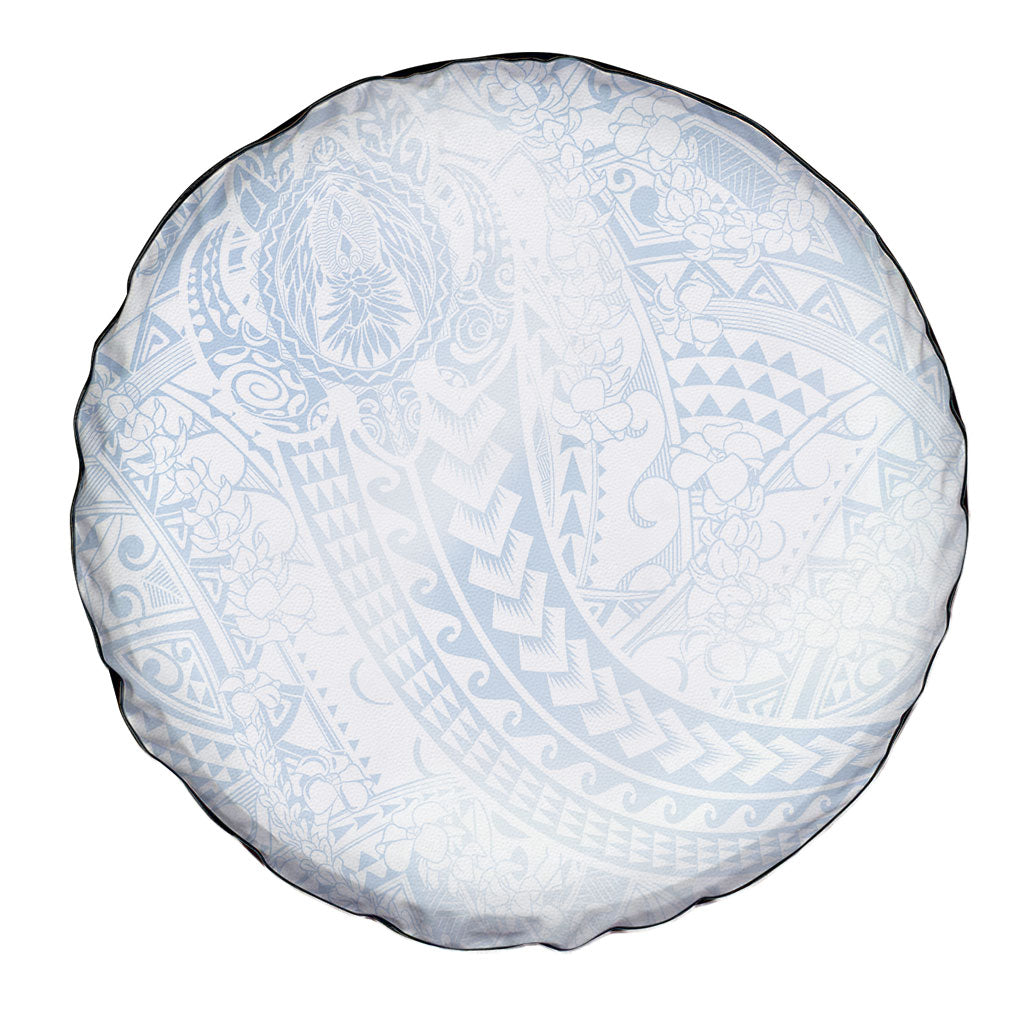Hawaiian Turtles and Leis Spare Tire Cover Tribal Kakau Pattern Airy White Blue Cloud Vibe LT03 - Polynesian Pride