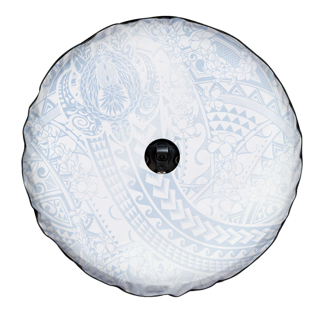Hawaiian Turtles and Leis Spare Tire Cover Tribal Kakau Pattern Airy White Blue Cloud Vibe LT03 - Polynesian Pride