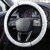 Hawaiian Turtles and Leis Steering Wheel Cover Tribal Kakau Pattern Airy White Blue Cloud Vibe LT03 - Polynesian Pride