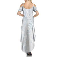 Hawaiian Turtles and Leis Summer Maxi Dress Tribal Kakau Pattern Airy White Blue Cloud Vibe LT03 - Polynesian Pride